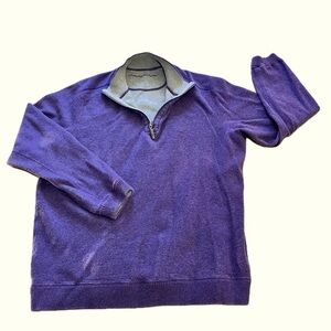 Tommy Bahama Men’s Reversible Half Zip Pullover Sweater Grey And Purple Size M